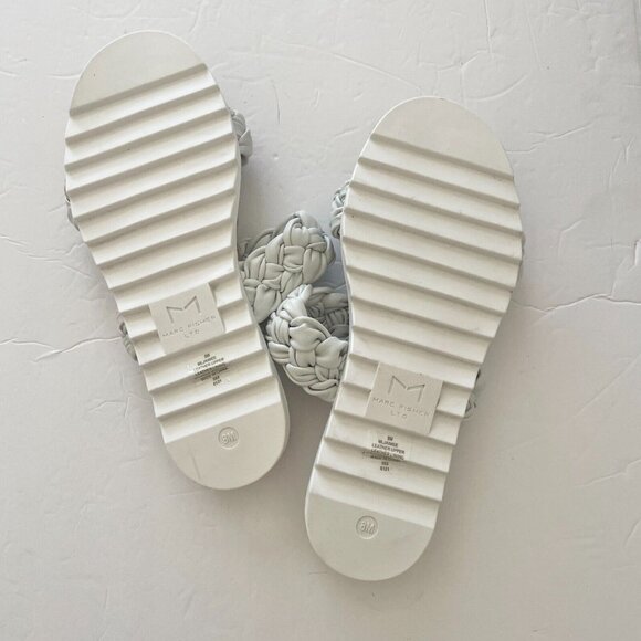 Marc Fisher Jaimee Espadrille Slide White Braided Woven Leather Sandals 8M - Picture 9 of 10
